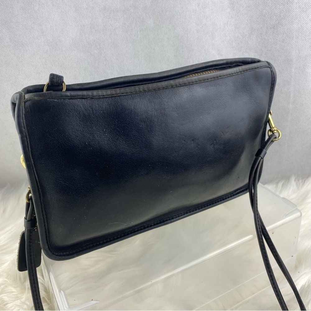Coach Black Leather Crossbody Bag with Gold-Tone Hardware